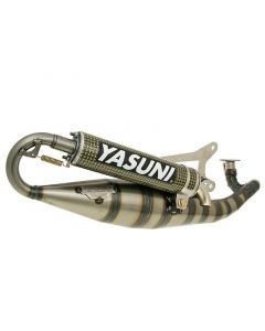 Auspuff Yasuni Scooter R/07 gelb Carbon für Minarelli liegend