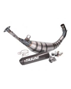 Auspuff Yasuni R5 schwarz Carbon für Aprilia RX, SX, Derbi Senda, Gilera RCR, SMT (EBE, EBS, D50B)