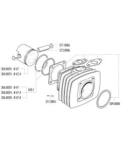 Kolbenring Polini 47,4x1,5mm für Fantic Motor Issimo, Minarelli V1, Vespa PK, XL, Ape 50