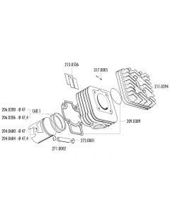 Zylinderkopf Polini 70ccm 47mm für Piaggio AC