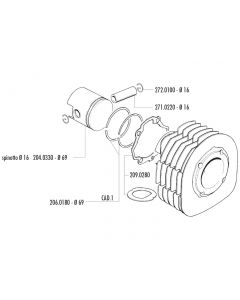 Kolbenbolzen Polini 16x54mm für Ape MPM 600, MPR 500, MPV 600