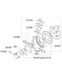 Anschlussflansch Kühlerschlauch und Verschlussstopfen Polini für Minarelli RV4-3 LC, Peugeot 103 XPLC, Clip LC, RCXLC