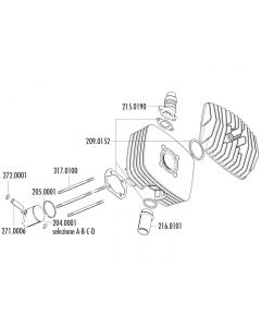 Stehbolzen Zylinder Polini M7x125mm für Fantic Motor Regolarita 50, Minarelli P4-P6