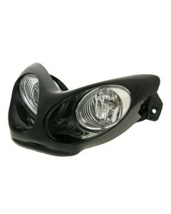 Scheinwerfer Doppeloptik Halogen H3 schwarz für Yamaha Aerox, MBK Nitro