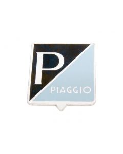 Emblem Piaggio zum Kleben 25x31mm Aluminium für Vespa 50, 50S, 50SS (-1968), 90, 90SS, 125 Primavera, Nuova (1966)