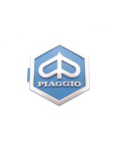 Emblem Piaggio zum Stecken 6-eckig 32x37mm 3D blau / silber