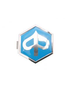 Emblem Piaggio zum Stecken 6-eckig 32x37mm glatt blau / silber