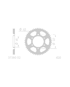 Kettenrad 52 Zähne 420 für Rieju Spike 50, RR 50 bis 2005
